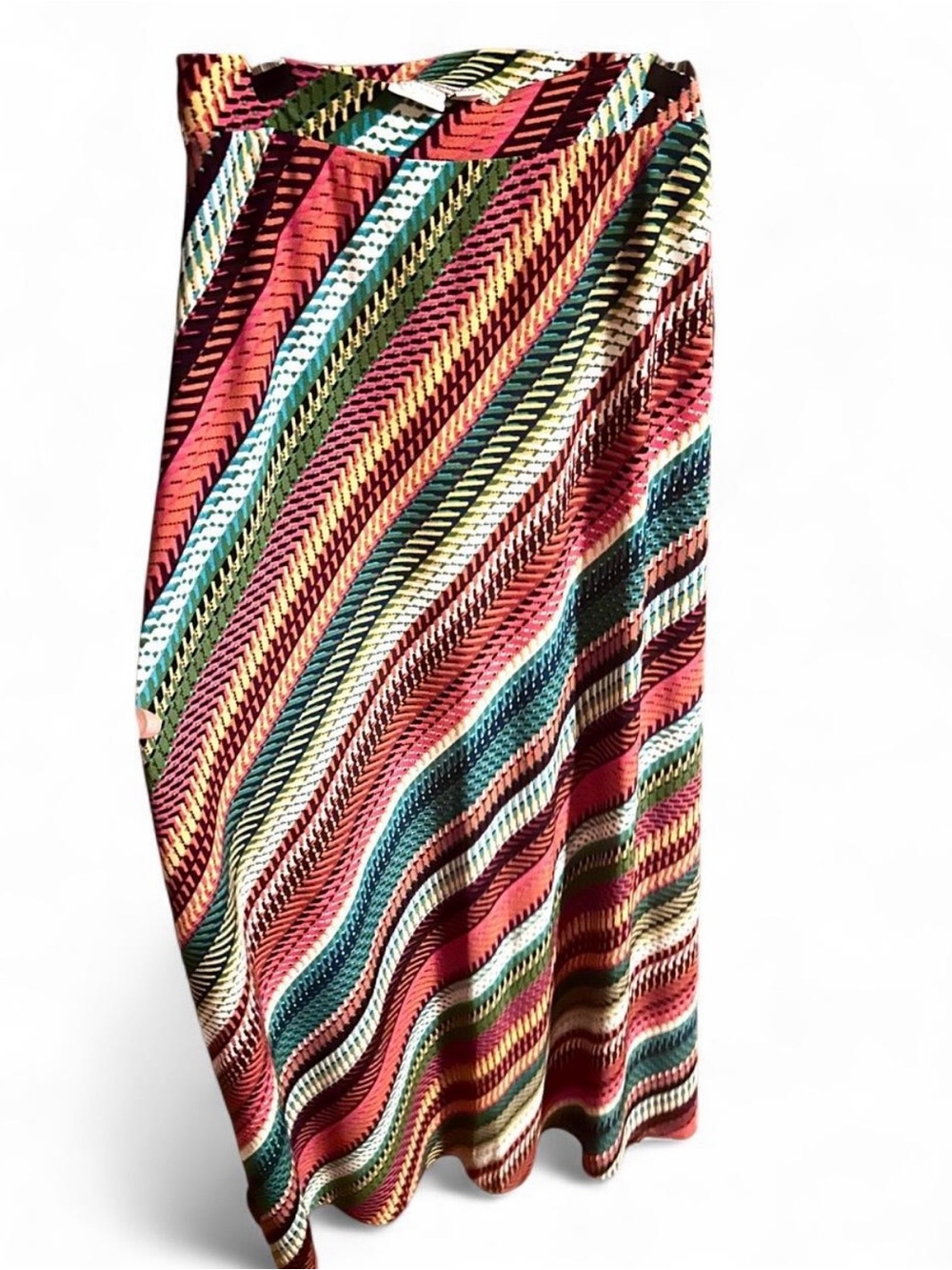 Chevron Stripe Maxi Skirt in Coral, Teal, Green, Cream
